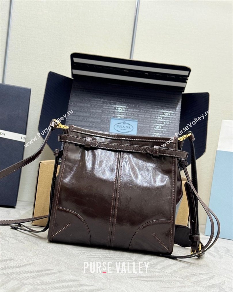 Prada Bonnie leather mini shoulder bag Dark Brown 2026 1BH229 (YZ-260123023)