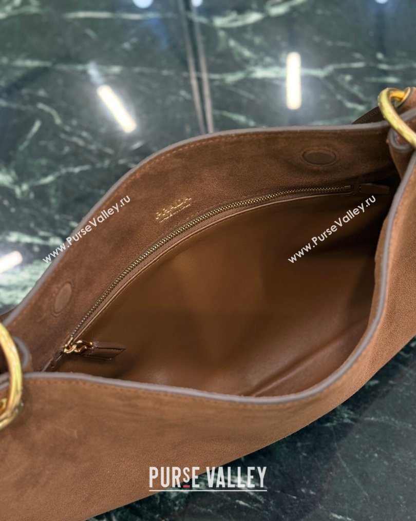 Prada Etude large suede shoulder bag 2026 Cocoa Brown (YZ-260123008)