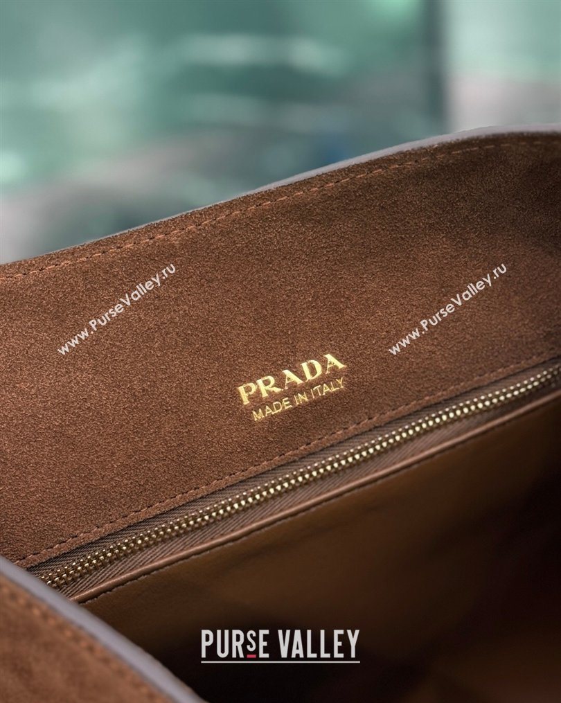 Prada Etude large suede shoulder bag 2026 Cocoa Brown (YZ-260123008)