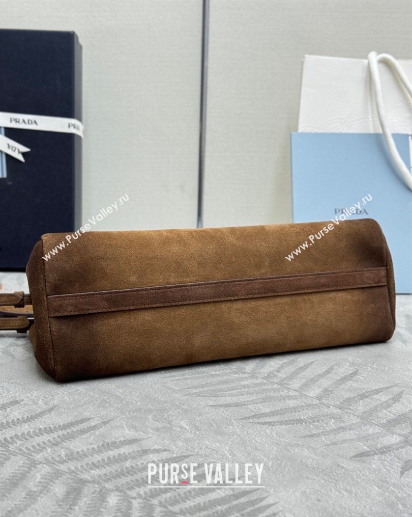 Prada Enchaîne medium suede bag Dark Brown 2025 1BC262 (YZ-260123066)