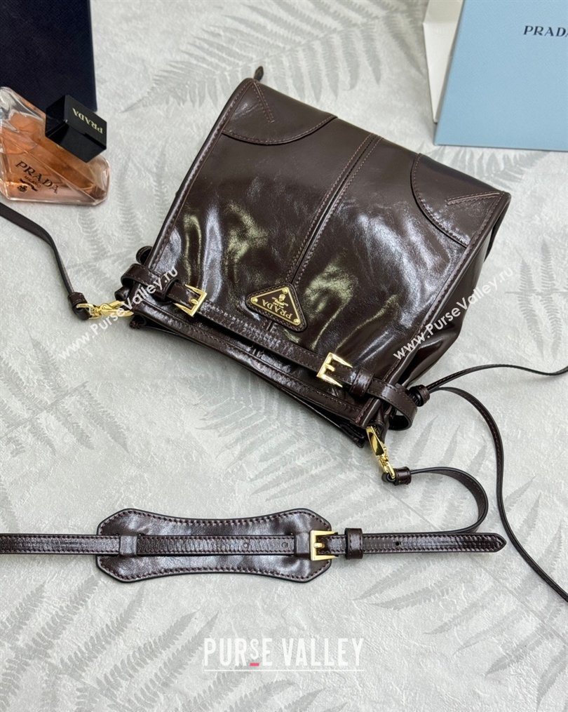 Prada Bonnie leather mini shoulder bag Dark Brown 2026 1BH229 (YZ-260123023)