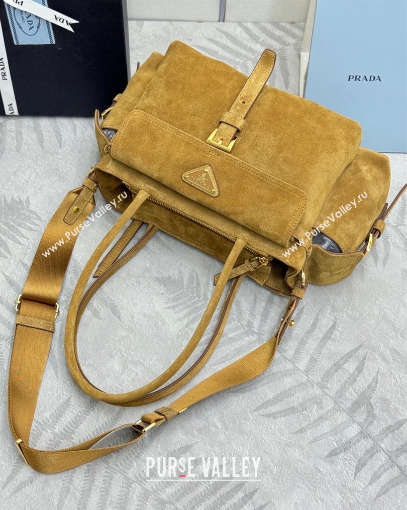 Prada Explore medium suede tote bag Cinnamon Brown 2025 1BG596 (YZ-260123068)