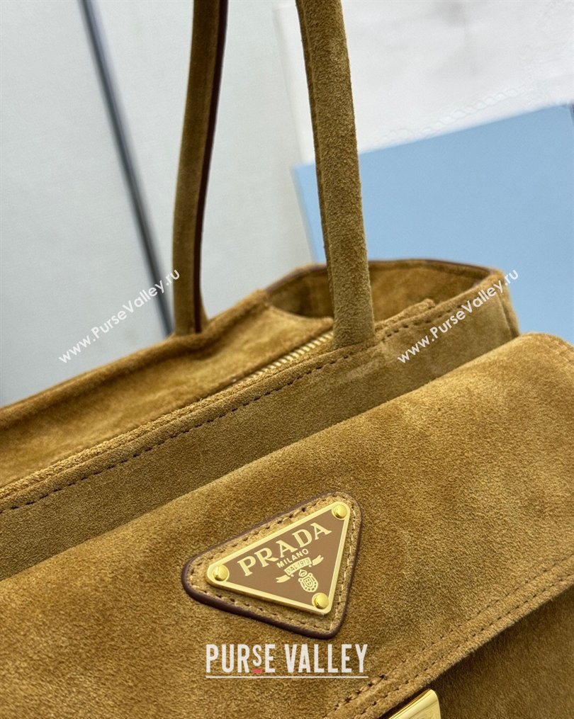 Prada Explore medium suede tote bag Cinnamon Brown 2025 1BG596 (YZ-260123068)