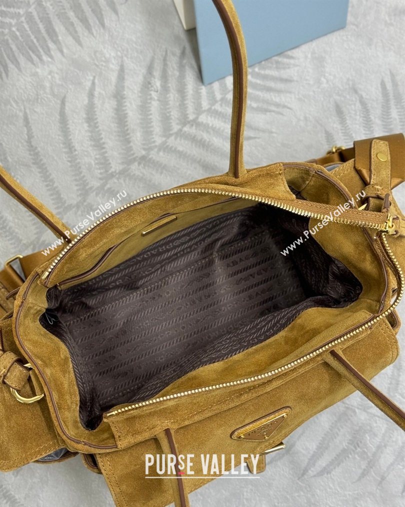 Prada Explore medium suede tote bag Cinnamon Brown 2025 1BG596 (YZ-260123068)