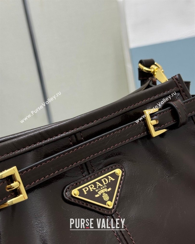 Prada Bonnie leather mini shoulder bag Dark Brown 2026 1BH229 (YZ-260123023)