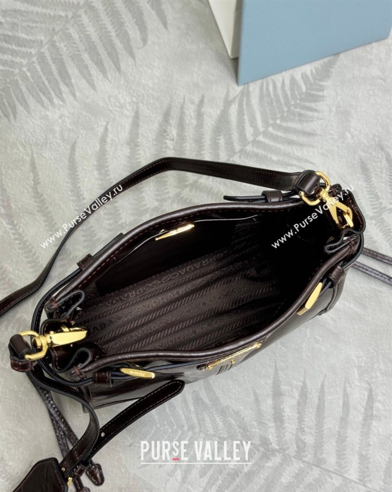 Prada Bonnie leather mini shoulder bag Dark Brown 2026 1BH229 (YZ-260123023)