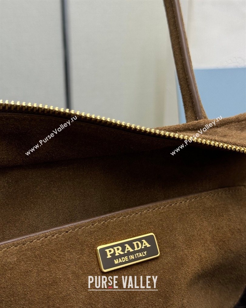 Prada Explore medium suede tote bag Dark Brown 2025 1BG596 (YZ-260123069)