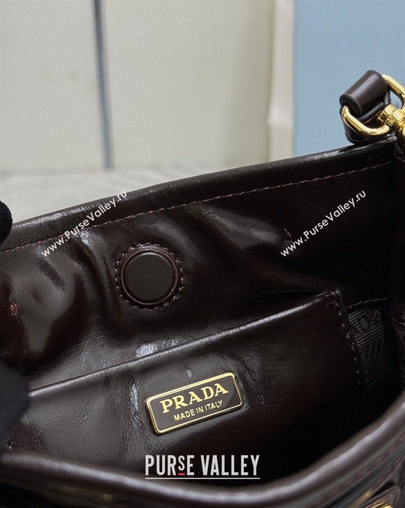 Prada Bonnie leather mini shoulder bag Dark Brown 2026 1BH229 (YZ-260123023)