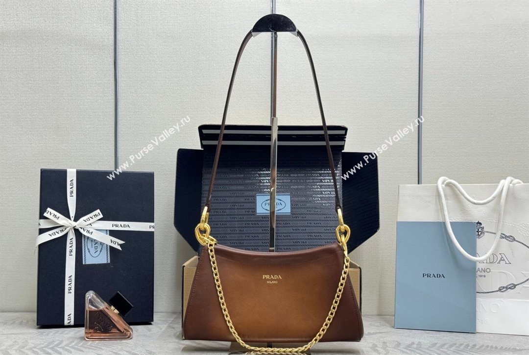 Prada Enchaîne small leather bag Brown 2026 1BC261 (YZ-260123071)