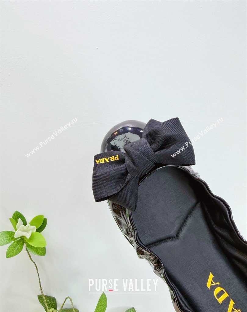 Prada Patent leather ballerinas flat with bow Black 2026 1F322O (MD-260227122)