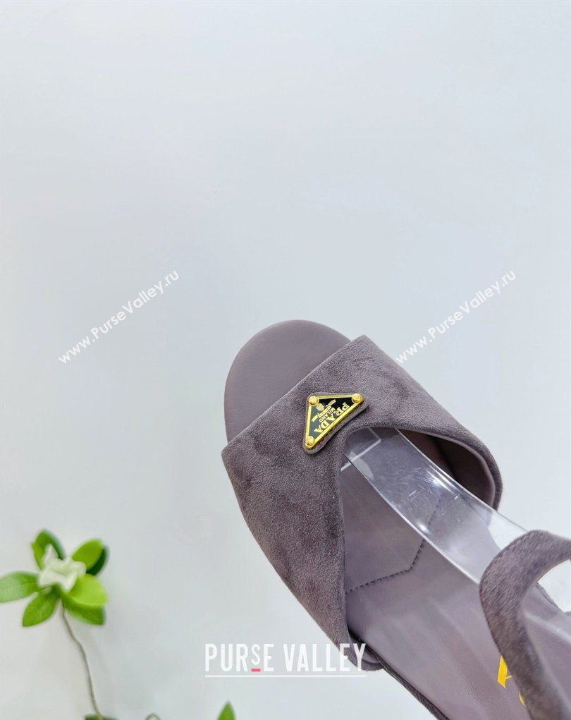 Prada Padded Suede Platform Sandals 7.5cm Grey 2026 PR022801 (MD-260228001)