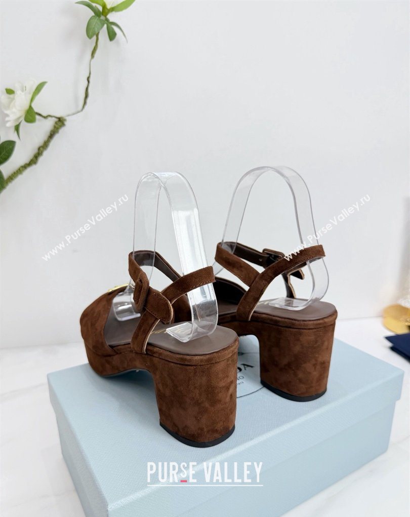 Prada Padded Suede Platform Sandals 7.5cm Dark Brown 2026 PR022801 (MD-260228002)