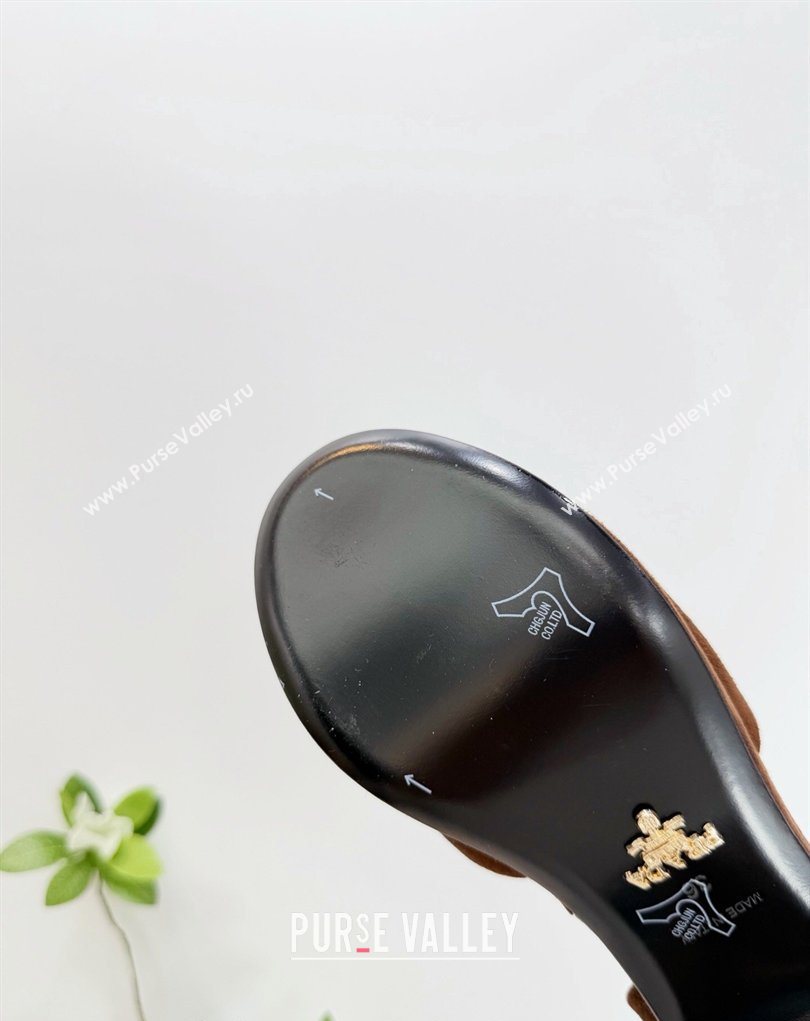 Prada Padded Suede Platform Sandals 7.5cm Dark Brown 2026 PR022801 (MD-260228002)