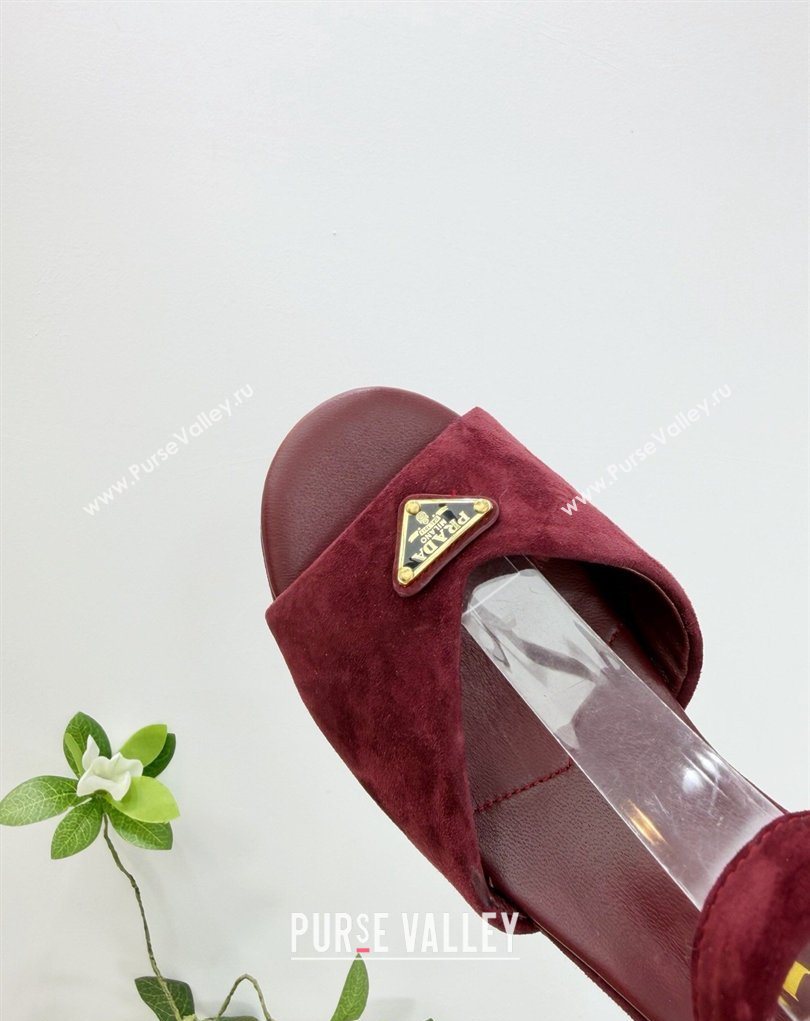 Prada Padded Suede Platform Sandals 7.5cm Burgundy 2026 PR022801 (MD-260228003)