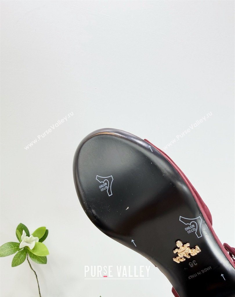 Prada Padded Suede Platform Sandals 7.5cm Burgundy 2026 PR022801 (MD-260228003)