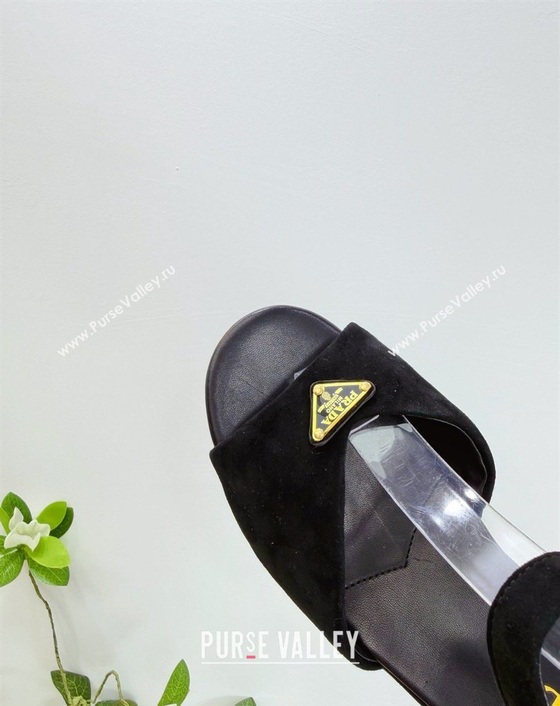 Prada Padded Suede Platform Sandals 7.5cm Black 2026 PR022801 (MD-260228004)