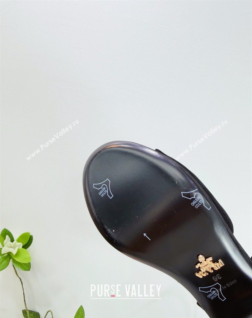 Prada Padded Suede Platform Sandals 7.5cm Black 2026 PR022801 (MD-260228004)