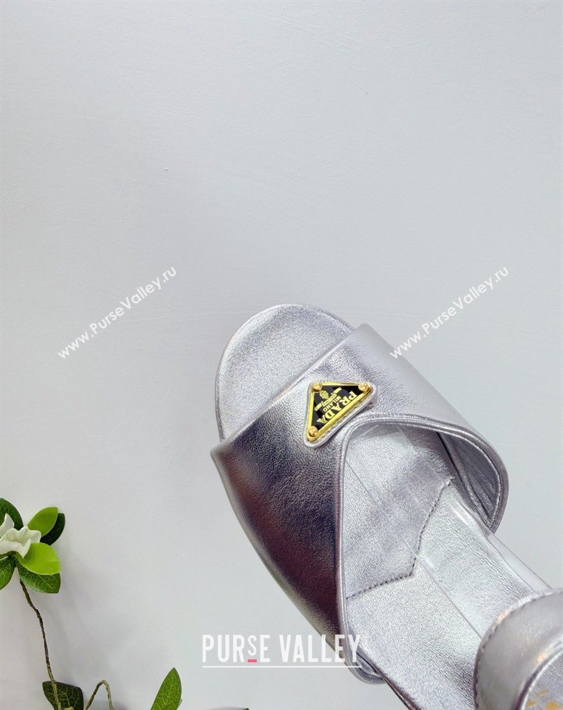 Prada Padded Leather Platform Sandals 7.5cm Silver 2026 PR022801 (MD-260228005)