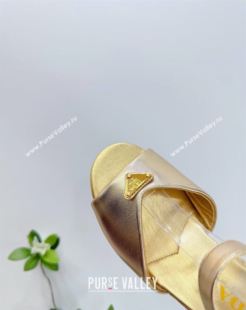 Prada Padded Leather Platform Sandals 7.5cm Gold 2026 PR022801 (MD-260228006)