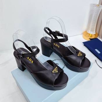 Prada Padded Calf Leather Platform Sandals 7.5cm Black 2026 PR022801 (MD-260228007)