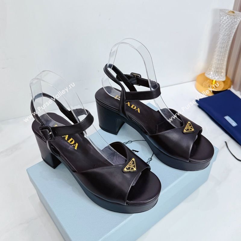 Prada Padded Calf Leather Platform Sandals 7.5cm Black 2026 PR022801 (MD-260228007)