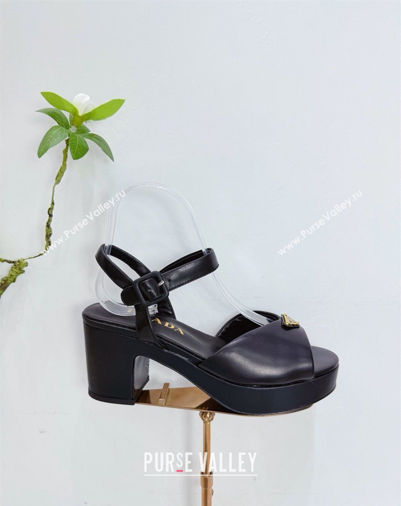 Prada Padded Calf Leather Platform Sandals 7.5cm Black 2026 PR022801 (MD-260228007)