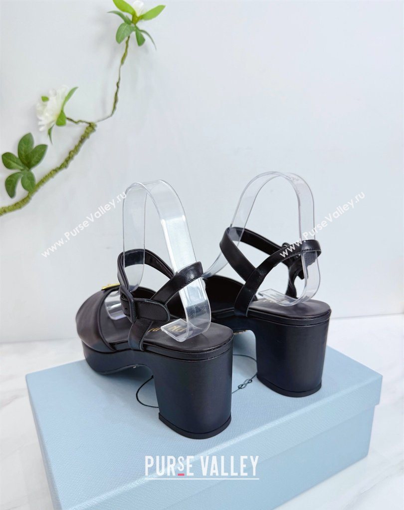 Prada Padded Calf Leather Platform Sandals 7.5cm Black 2026 PR022801 (MD-260228007)