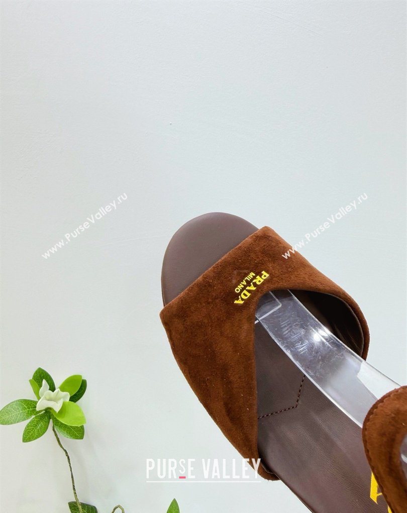Prada Padded Suede Platform Sandals 7.5cm Dark Brown 2026 1XZ786 (MD-260228014)