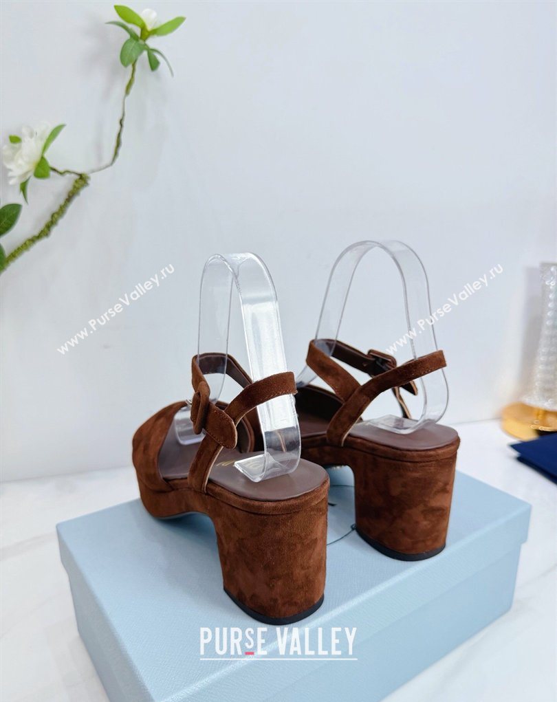 Prada Padded Suede Platform Sandals 7.5cm Dark Brown 2026 1XZ786 (MD-260228014)