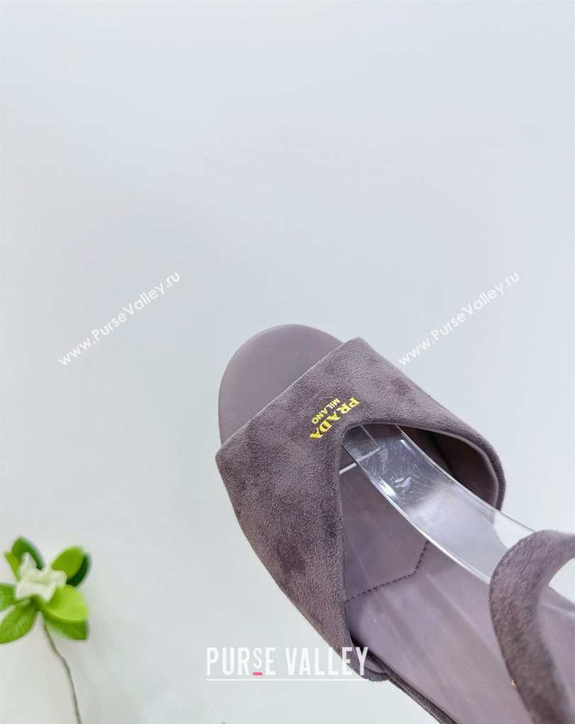 Prada Padded Suede Platform Sandals 7.5cm Grey 2026 1XZ786 (MD-260228015)