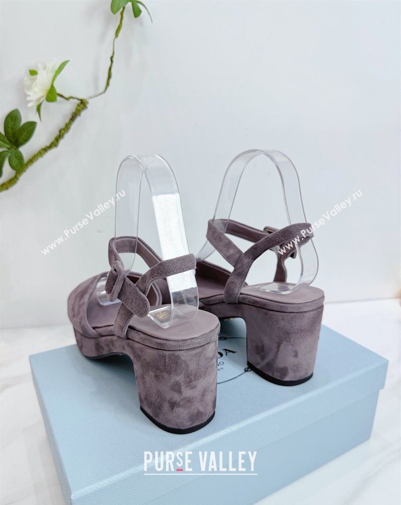 Prada Padded Suede Platform Sandals 7.5cm Grey 2026 1XZ786 (MD-260228015)