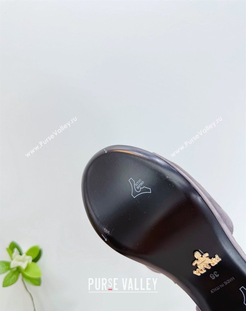 Prada Padded Suede Platform Sandals 7.5cm Grey 2026 1XZ786 (MD-260228015)