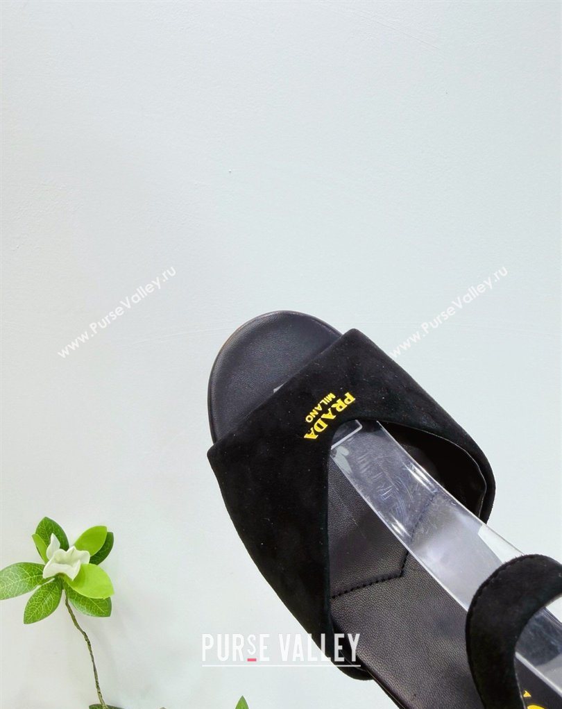 Prada Padded Suede Platform Sandals 7.5cm Black 2026 1XZ786 (MD-260228017)
