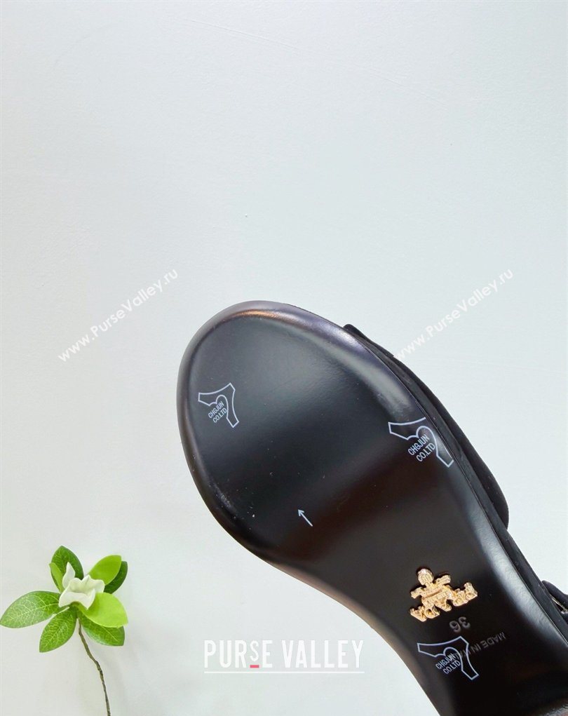 Prada Padded Suede Platform Sandals 7.5cm Black 2026 1XZ786 (MD-260228017)