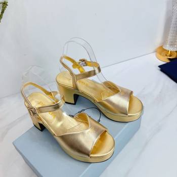 Prada Padded Leather Platform Sandals 7.5cm Gold 2026 1XZ786 (MD-260228012)