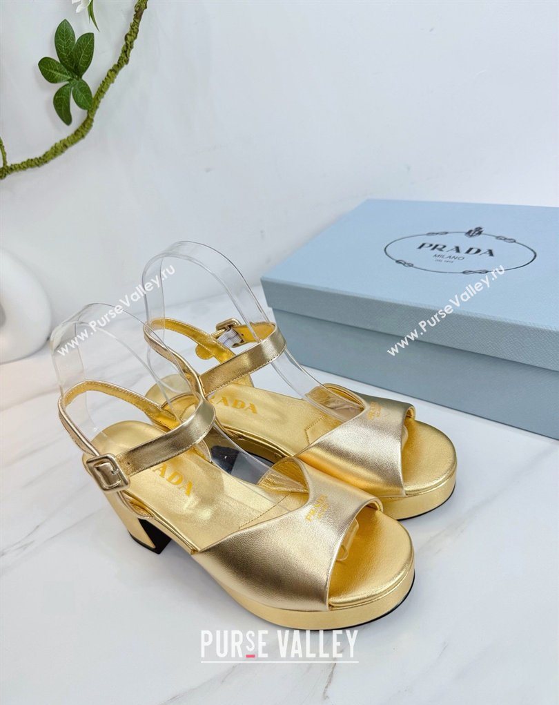 Prada Padded Leather Platform Sandals 7.5cm Gold 2026 1XZ786 (MD-260228012)