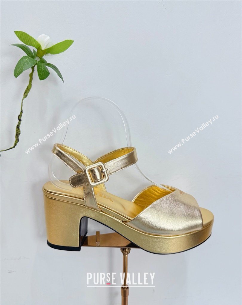 Prada Padded Leather Platform Sandals 7.5cm Gold 2026 1XZ786 (MD-260228012)