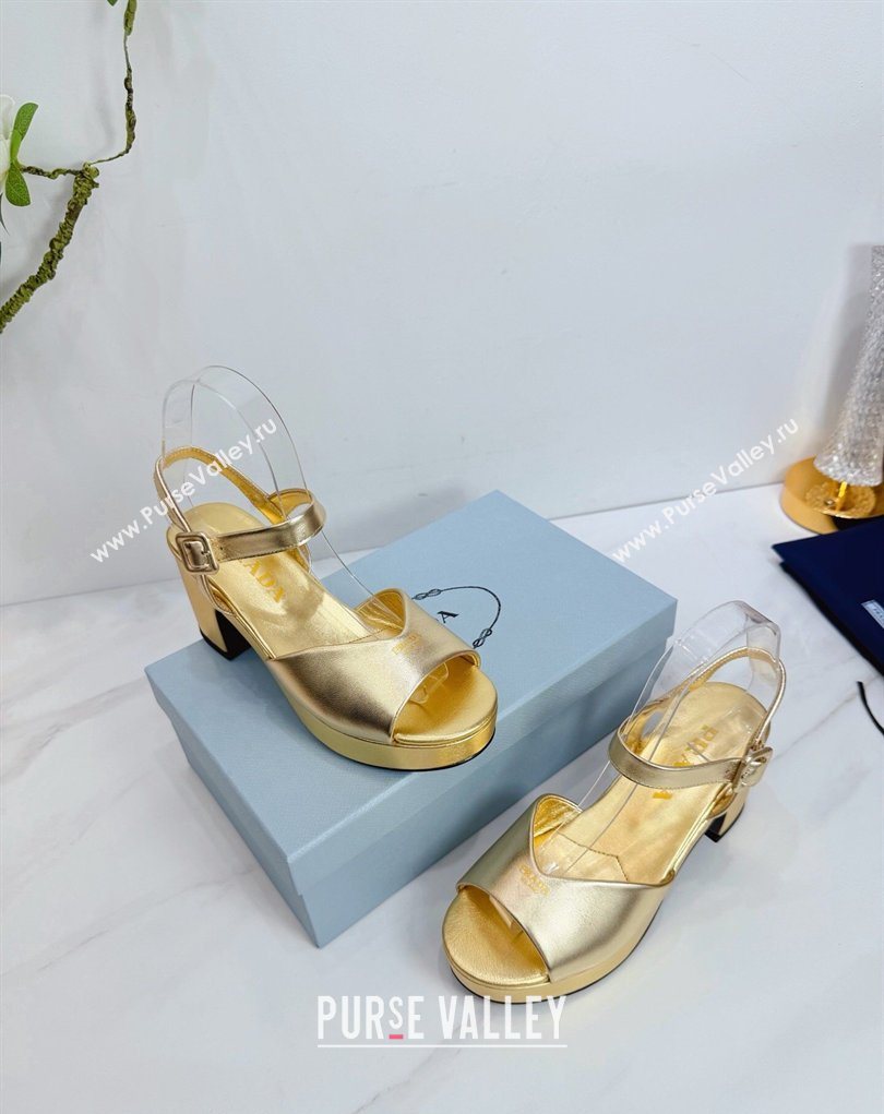 Prada Padded Leather Platform Sandals 7.5cm Gold 2026 1XZ786 (MD-260228012)