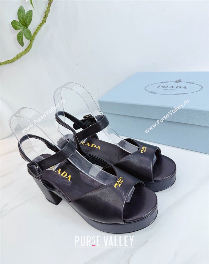 Prada Padded Calf Leather Platform Sandals 7.5cm Black 2026 1XZ786 (MD-260228010)