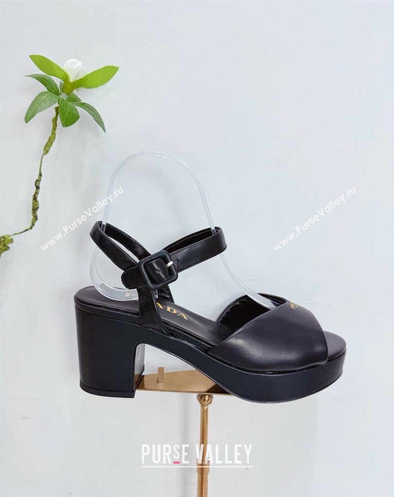 Prada Padded Calf Leather Platform Sandals 7.5cm Black 2026 1XZ786 (MD-260228010)