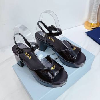 Prada Padded Patent Leather Platform Sandals 7.5cm Black 2026 1XZ786 (MD-260228011)