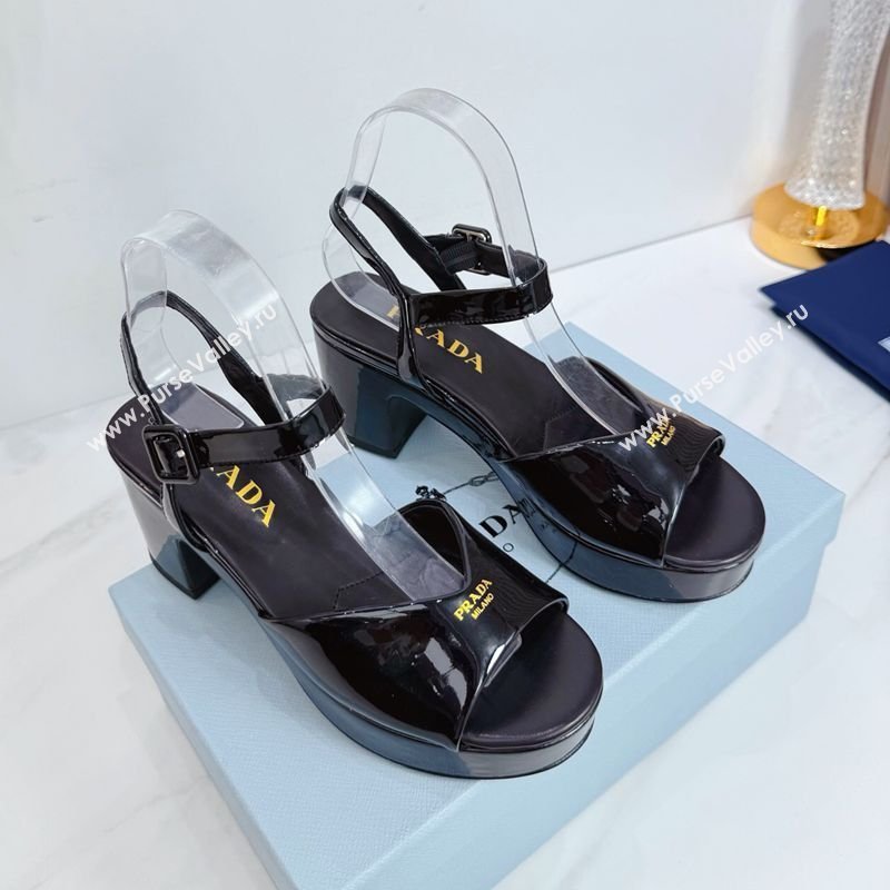 Prada Padded Patent Leather Platform Sandals 7.5cm Black 2026 1XZ786 (MD-260228011)