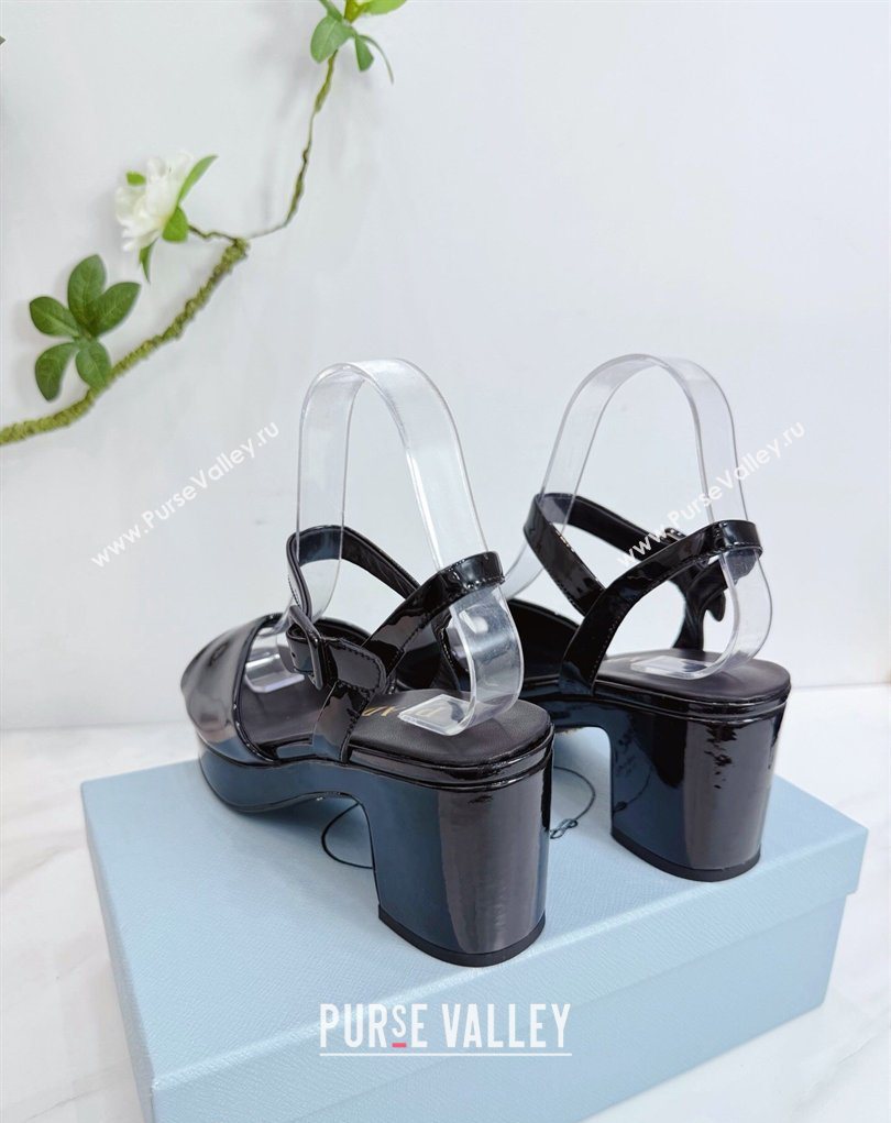 Prada Padded Patent Leather Platform Sandals 7.5cm Black 2026 1XZ786 (MD-260228011)