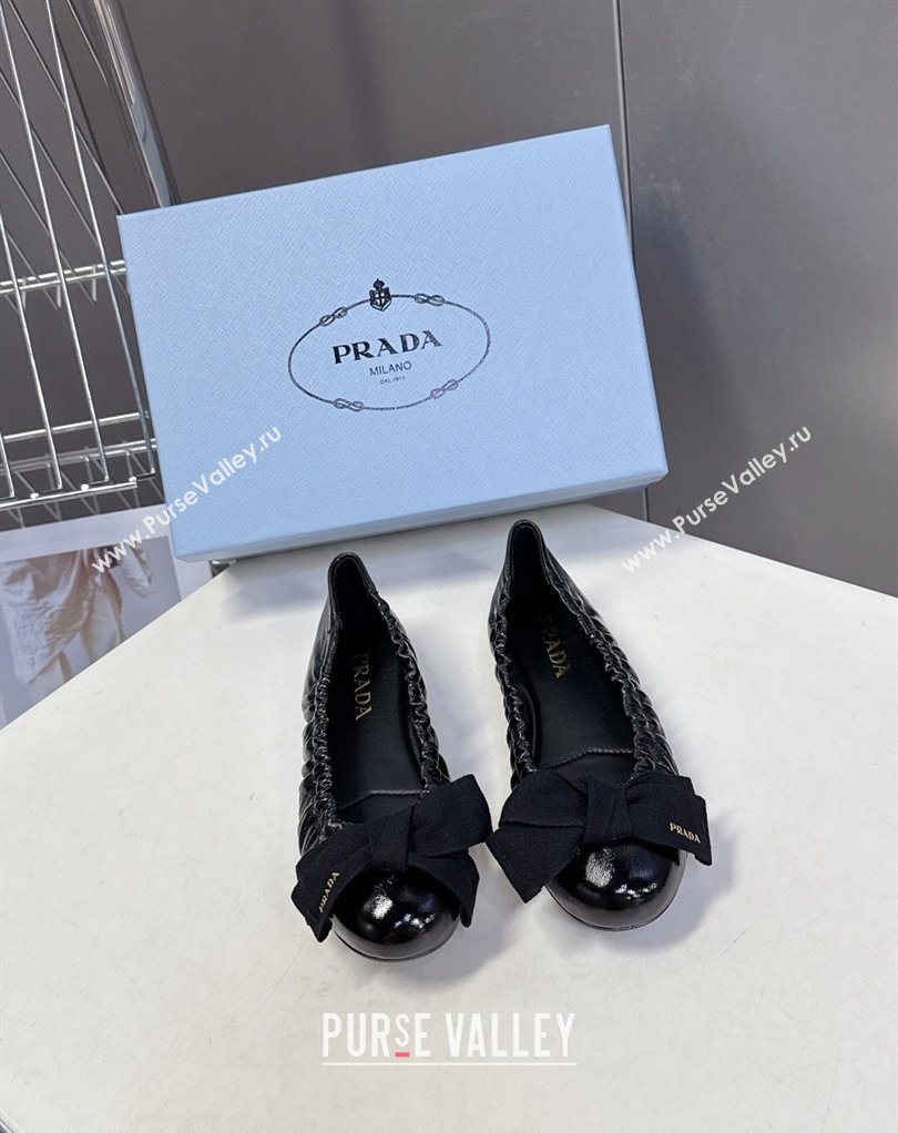 Prada Patent leather ballerinas flat with bow Black2026 1F322O (MD-260227107)