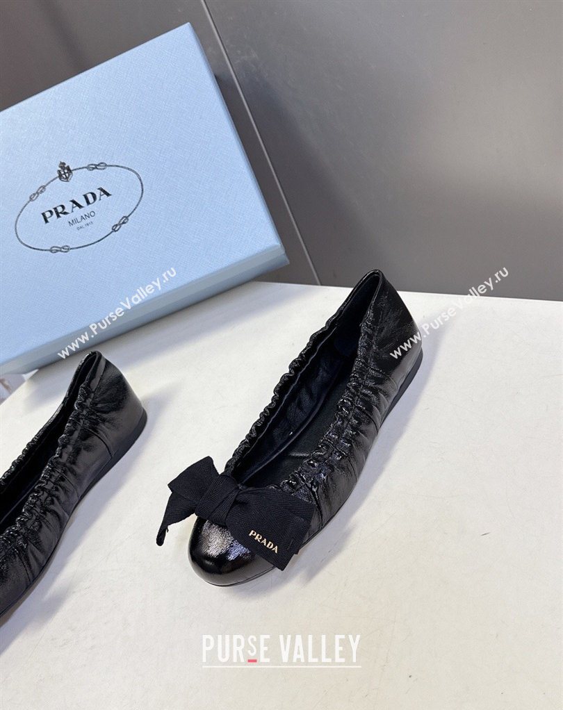Prada Patent leather ballerinas flat with bow Black2026 1F322O (MD-260227107)