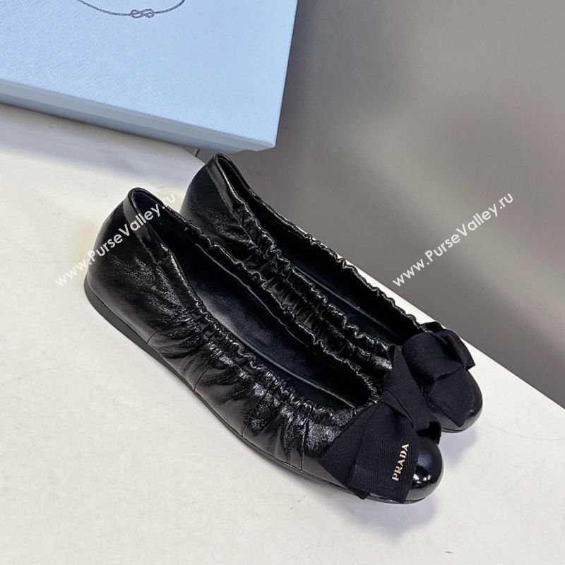 Prada Patent leather ballerinas flat with bow Black2026 1F322O (MD-260227107)