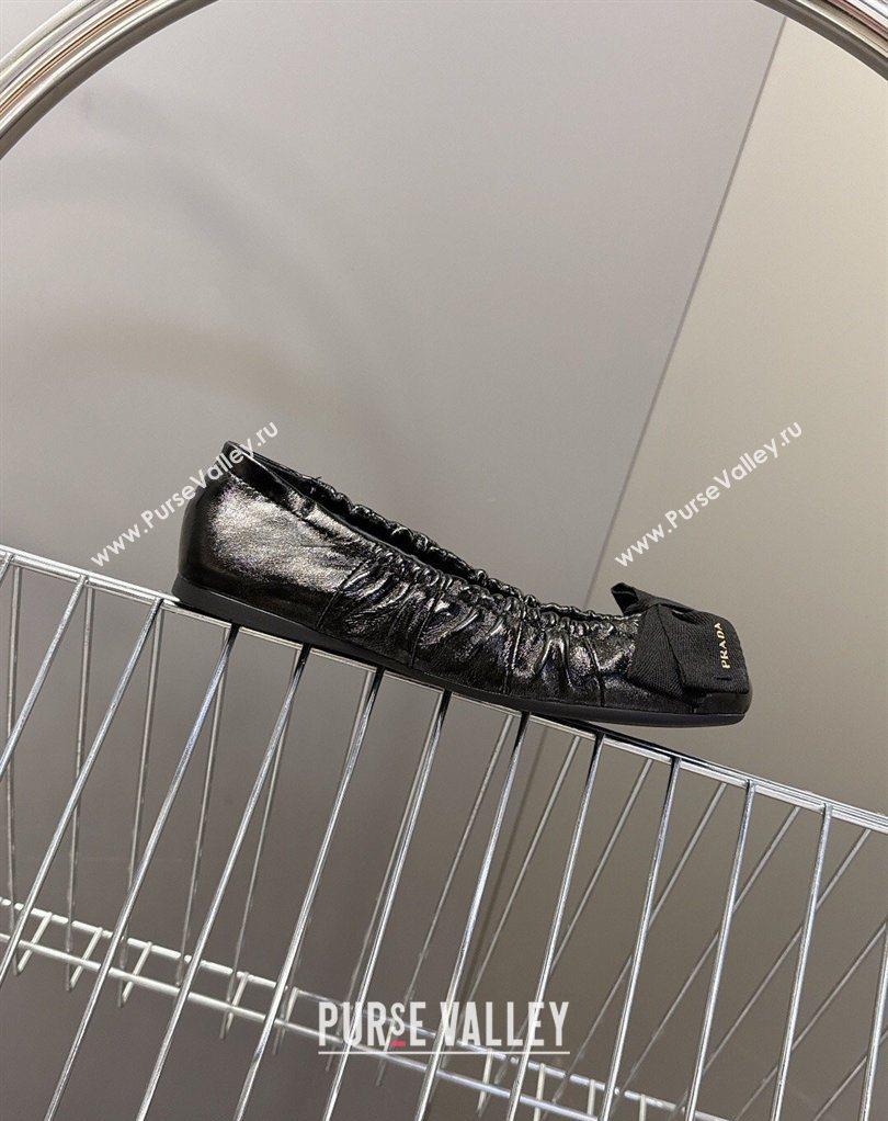 Prada Patent leather ballerinas flat with bow Black2026 1F322O (MD-260227107)