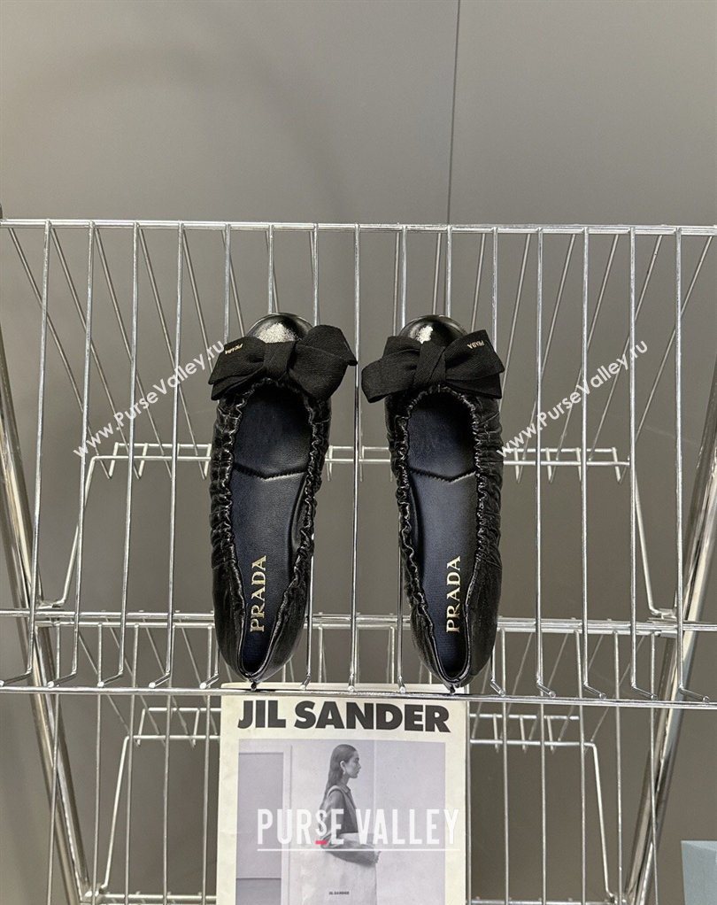 Prada Patent leather ballerinas flat with bow Black2026 1F322O (MD-260227107)