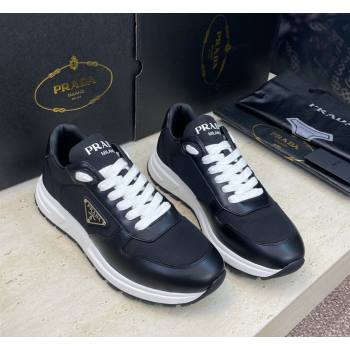 Prada Mens Prax 01 nylon and leather sneakers Black/White 2026 1E804M (KL-260228043)