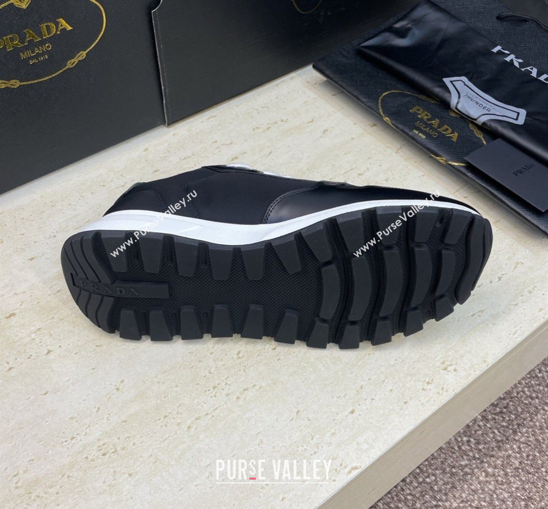 Prada Mens Prax 01 nylon and leather sneakers Black/White 2026 1E804M (KL-260228043)